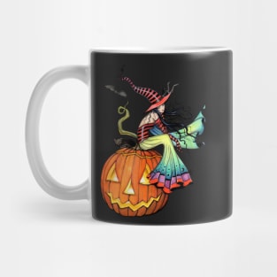 One Giant Pumpkin Halloween Witch and Cat Mug